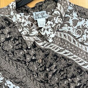 Men s Black Brown Beige TanWhite Sporty Elegant Button Down Shirt Paisley Design